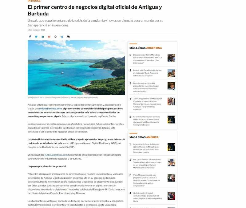 El primer centro de negocios digital oficial de Antigua y Barbuda