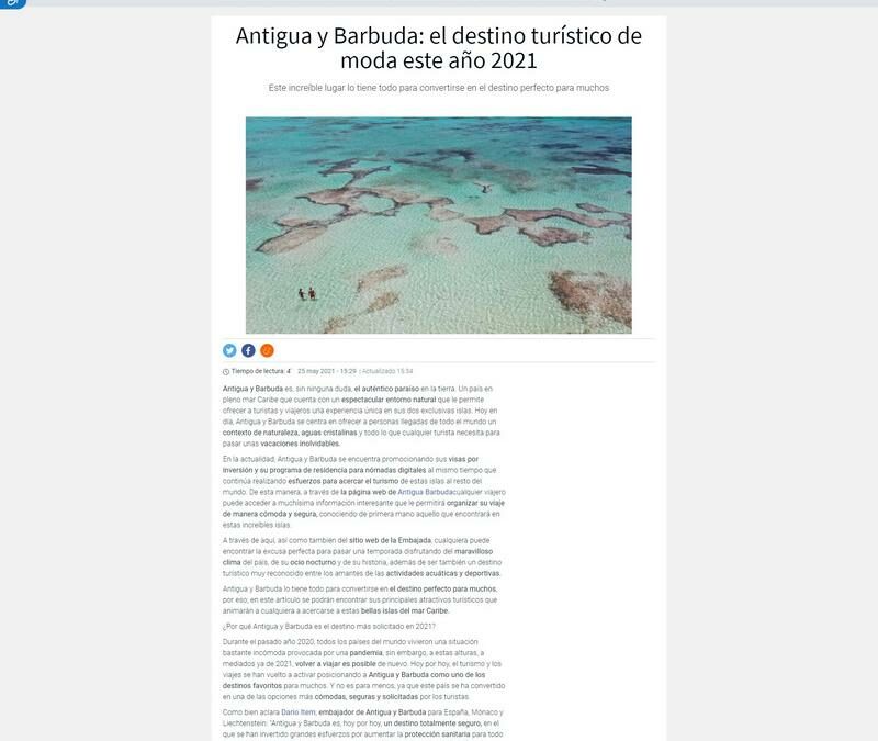 Antigua y Barbuda: el destino turístico de moda este año 2021